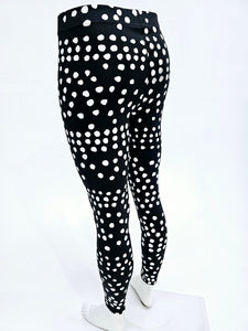 White spots on black cotton lycra leggings