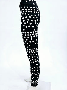 White spots on black cotton lycra leggings