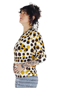 Brown polka dots magyar sleeve top