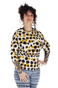 Brown polka dots magyar sleeve top
