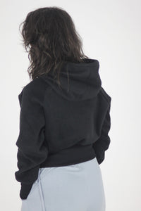 Black fleecy cropped hoodie