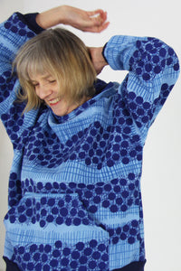 Blue dots & fence fleece standard hoodie
