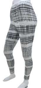 Black fence on grey cotton lycra leggings