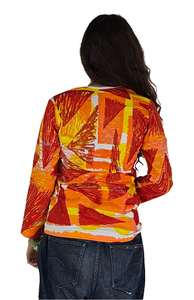 Red, Orange, and Yellow long-sleeved tee shirt
