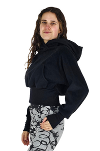 Black fleecy cropped hoodie