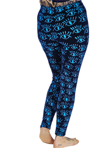 Eyes Blue On Blue Cotton Lycra Leggings