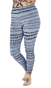 Black Fence On Grey Cotton Lycra Leggings