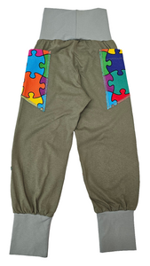 Children's Pant with side pockets Olive Green