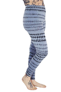 Black Fence On Grey Cotton Lycra Leggings