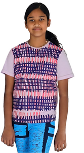 Round Neck Tee with Pink and Purple Fence Print