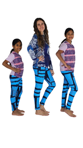 Blue rectangles on blue Children's cotton lycra leggings