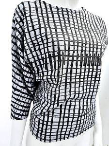 Grey checkers magyar sleeve top
