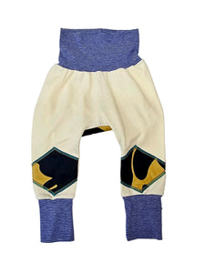 Children's leggings with geometric patterns on a white background
