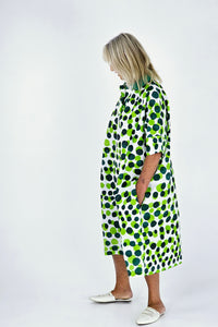 Green spots polo pocket dress