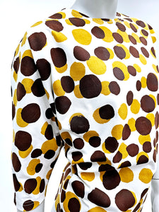 Brown polka dots magyar sleeve top