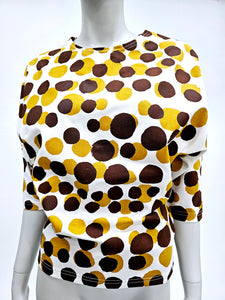 Brown polka dots magyar sleeve top