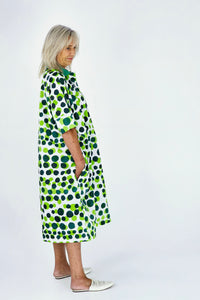 Green spots polo pocket dress