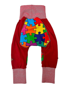 Children's Pant with Back Patch Red