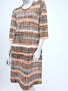 Brown fence cotton jersey dress with 3/4 sleeves
