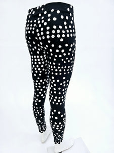 White spots on black cotton lycra leggings