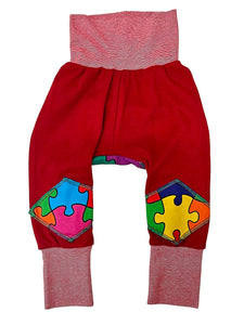 Children's Pant with Back Patch Red
