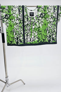 Green scribble on white one size top