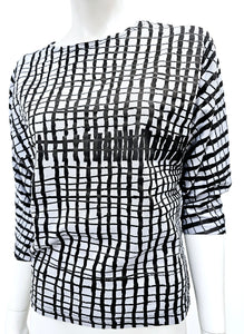 Grey checkers magyar sleeve top