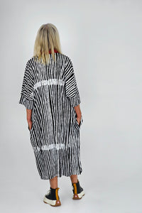 Black and white stripe polo pocket dress