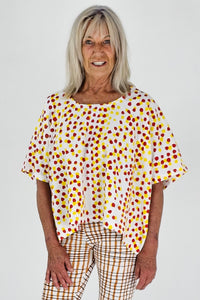 Red and yellow spots one size top