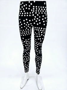 White spots on black cotton lycra leggings