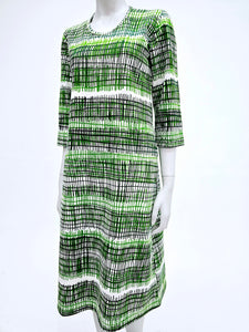 Green fence cotton jersey dress with 3/4 sleeves
