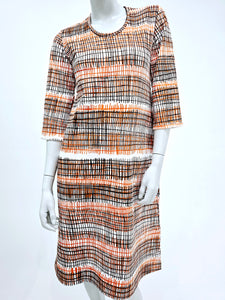 Brown fence cotton jersey dress with 3/4 sleeves