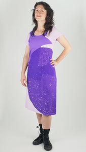 Purple Back Seam Short Sleeve Dress