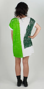 Green On White One Size Back Seam Short Dress