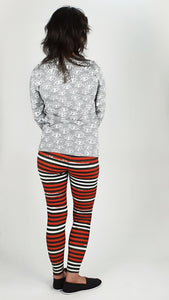 Red & black stripe cotton lycra leggings