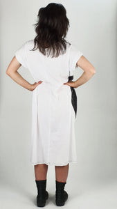 Black Spot On White One Size Back Seam Short Sleeve Dress