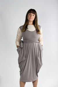 The Harriet Drape Dress: Taupe
