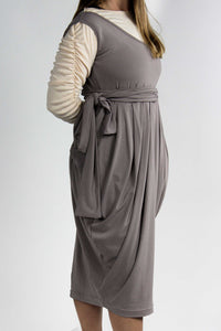 The Harriet Drape Dress: Taupe